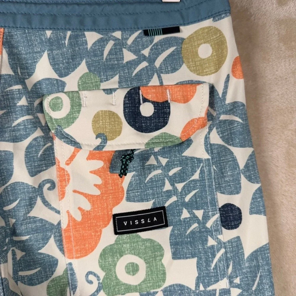 Vissla Mens Upcycled Coconut Floral Board Shorts Orange Teal Size 29 M106XZAN